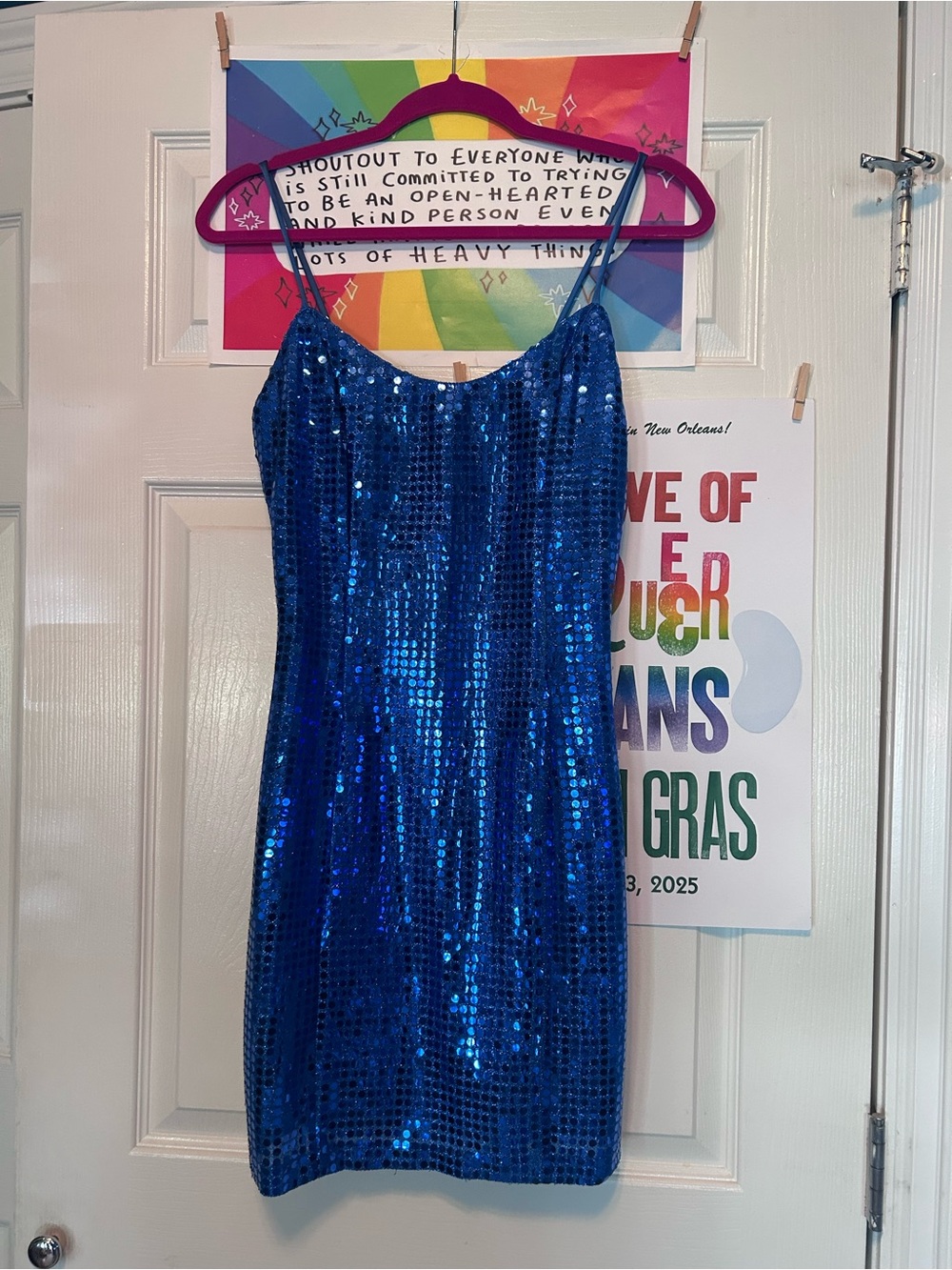 90s/Y2K vintage LA Glo Blue Sequin Mini Dress
